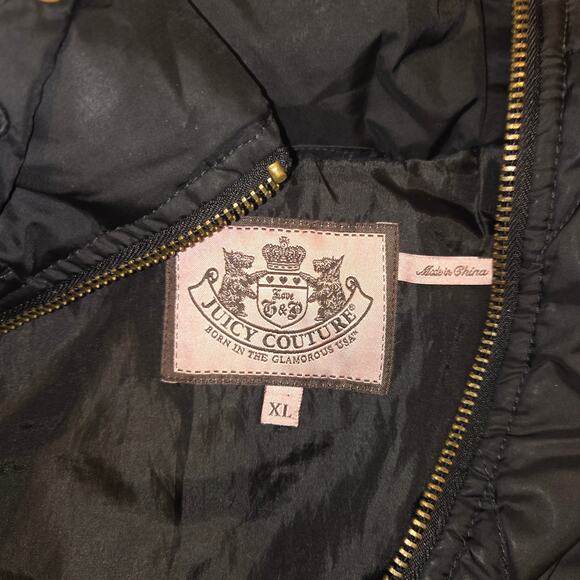 Juicy Couture Jacket Juniors XL Black Down Puffer back Ruffle READ - Picture 8 of 10